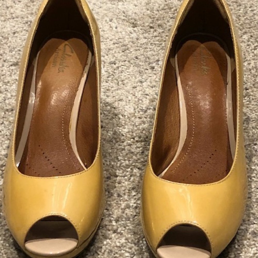 Clarks patent leather pumps. Worn once